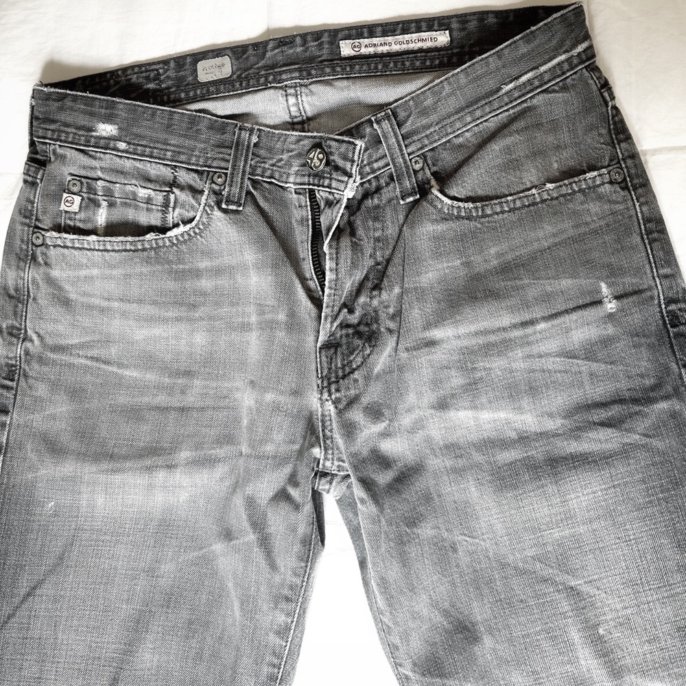 Ag Adriano Goldschmied Relaxed Gray Jeans with Vintage Distressing